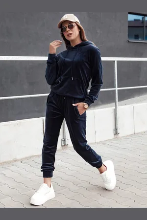 D-Street Velurová dámská tmavě granátová tepláková souprava Relax Fit