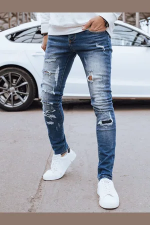 D-Street Originální granátové džíny s oděrkami