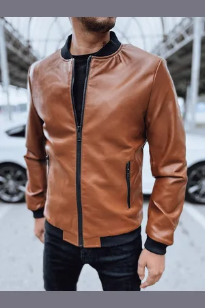 D-Street Módní kamelová koženková bomber bunda