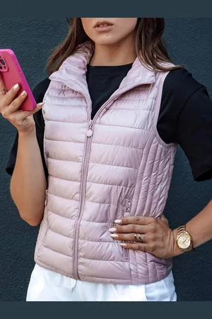 D-Street Dámská růžová prošívaná módní vesta Stylishz