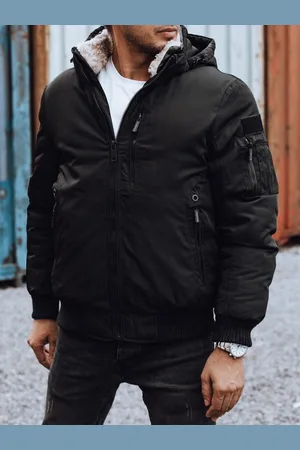 D-Street Moderní černá zimní bomber bunda