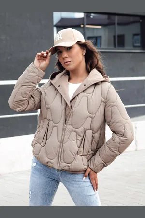 D-Street Stylová dámská kamelová zimní bunda Windglam