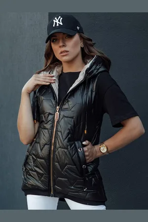 D-Street Dámská prošívaná černá vesta Glitzy