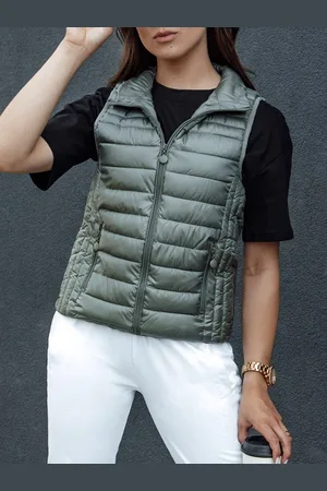 D-Street Dámská zelená prošívaná módní vesta Stylishz