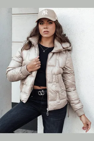 D-Street Dámská zajímavá kamelová zimní bunda Fashwarm
