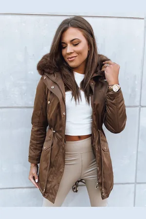 D-Street Dámská módní kávová zimní parka Goddess