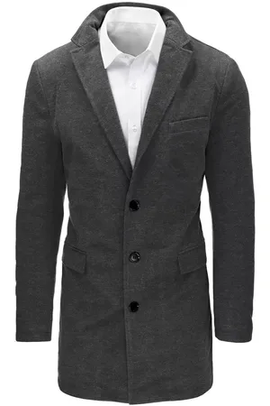D-Street Stylový šedý jednořadý kabát