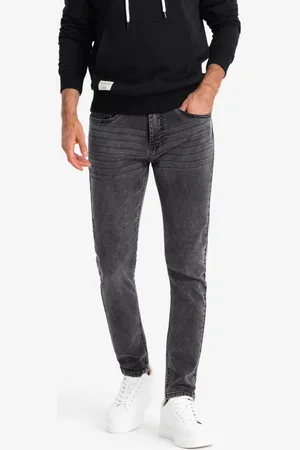 Ombre Clothing Jedinečné grafitové pánské džíny V2 PADP-0214