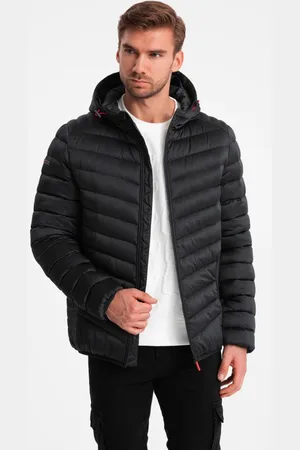 Ombre Clothing Černá prošívaná pánská bunda V2 JALP-0180