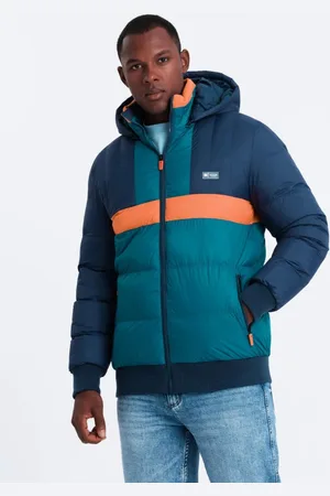 Ombre Clothing Modro-oranžová prošívaná retro bunda V3 JALP-0175