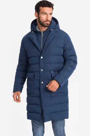 Ombre Clothing Moderní tmavě modrá prošívaná bunda V1 JALJ-0177