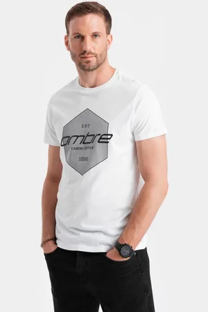 Ombre Clothing Jedinečné bílé tričko s logem V1 TSPT-0141