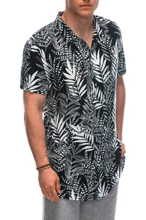 Ombre Clothing Vzorovaná bílo/černá košile V2 SHPS-0113