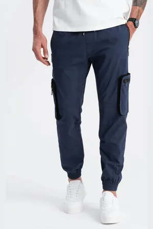 Ombre Clothing Nadčasové tmavě modré joggery V5 PAJO-0135