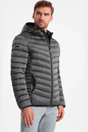 Ombre Clothing Grafitová prošívaná pánská bunda V14 JALP-0180