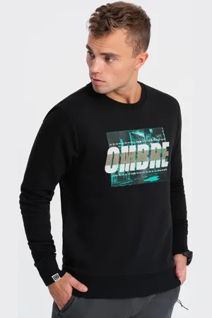 Ombre Clothing Pánská černá mikina s výrazným nápisem V3 SSPS-0156