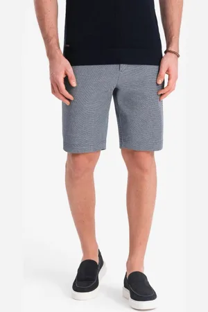 Ombre Clothing Tmavě modré chinos kraťasy V1 SRCS-0127