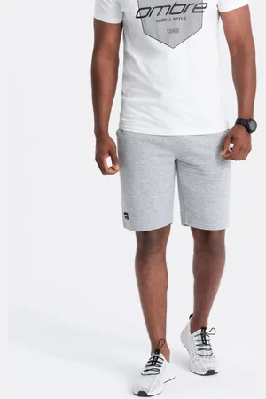 Ombre Clothing Šedé úpletové kraťasy V2 SRSK-0150