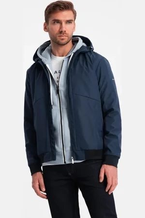 Ombre Clothing Základní tmavě modrá přechodná sportovní bunda V1 JANP-0149
