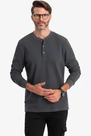 Ombre Clothing Grafitové úpletové pánské triko V3 LSCL-0120