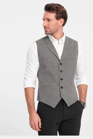 Ombre Clothing Elegantní grafitová jedinečná vesta V 1 BLZV-0122