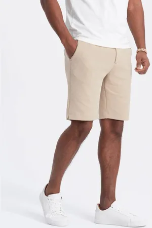 Ombre Clothing Pískové kraťasy ze strukturovaného úpletu V3 SRCS-0126