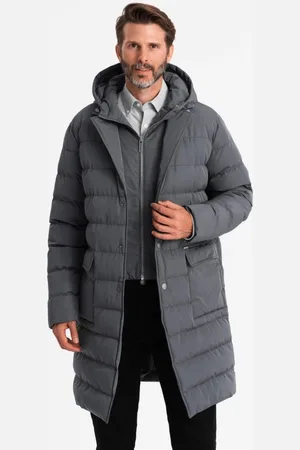 Ombre Clothing Moderní grafitová prošívaná bunda V2 JALJ-0177