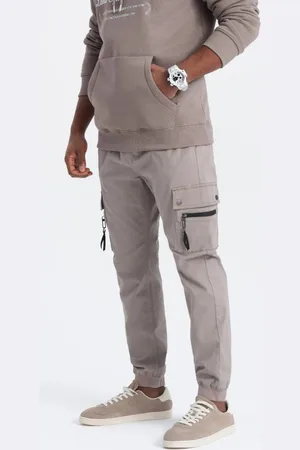 Ombre Clothing Trendy béžové jogger kalhoty V2 PAJO-0125