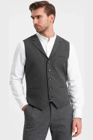 Ombre Clothing Jedinečná grafitová elegantní vesta V2 BLZV-0109