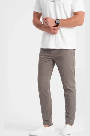 Ombre Clothing Jedinečné béžové pánské kalhoty V5 PACP-0151