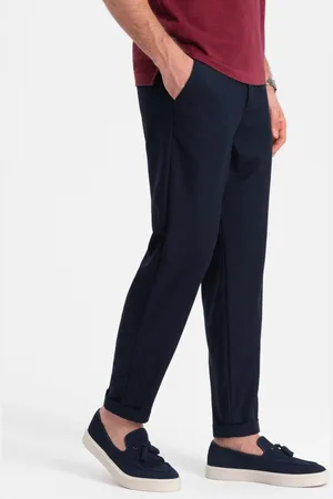 Ombre Clothing Trendy granátové chinos kalhoty s elastickým pasem V3 PACP-0157