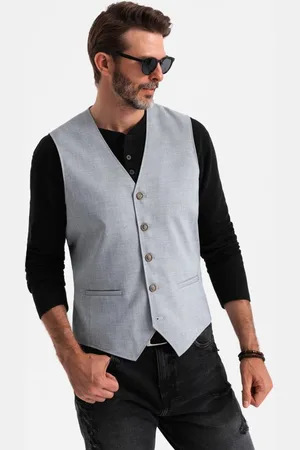 Ombre Clothing Nevšední šedá elegantní vesta V1 BLZV-0106