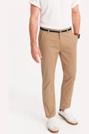 Ombre Clothing Pískové chinos kalhoty s ozdobným pasem V5 PACP-0118