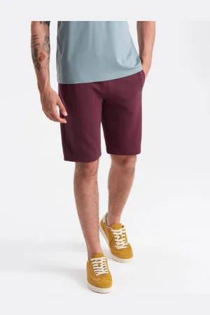 Ombre Clothing Bordó jednobarevné šortky V3 SRBS-0149