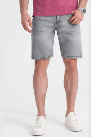 Ombre Clothing Základní šedé riflové kraťasy V2 SRDS-0145