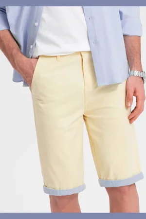 Ombre Clothing Žluté chinos kraťasy s lemem V7 W421