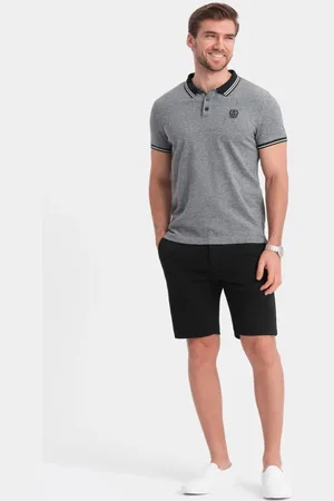 Ombre Clothing Černé kraťasy ze strukturovaného úpletu V2 SRCS-0126