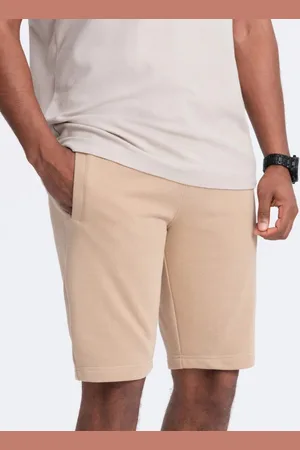 Ombre Clothing Béžové jednobarevné šortky V6 SRBS-0149