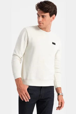 Ombre Clothing Trendy krémová mikina s nášivkou V2 SSNZ-0136