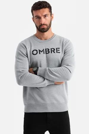 Ombre Clothing Klasická šedá mikina s nápisem V1 SSPS-0181