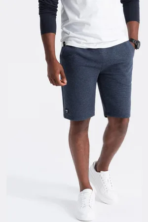 Ombre Clothing Tmavě modré úpletové kraťasy V1 SRSK-0150