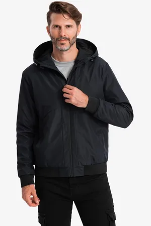 Ombre Clothing Základní černá přechodná sportovní bunda V4 JANP-0149