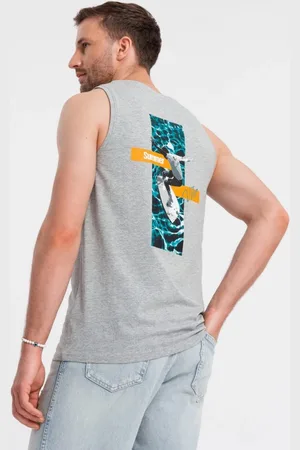Ombre Clothing Šedé tílko s letním motivem V3 TSTT-0191