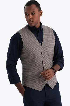 Ombre Clothing Jedinečná hnědá elegantní vesta V1 BLZV-0111