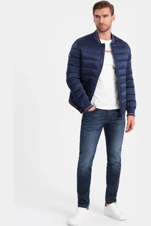 Ombre Clothing Trendy pánská tmavě modrá bomber bunda V2 22FW-007