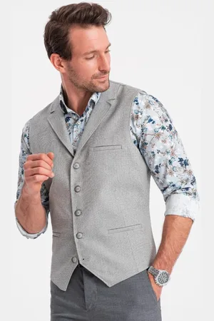 Ombre Clothing Jedinečná šedá elegantní vesta V1 BLZV-0109