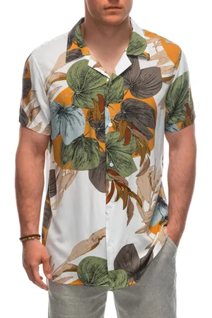 Ombre Clothing Vzorovaná bílo/krémová košile V6 SHPS-0113