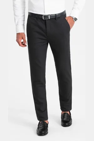 Ombre Clothing Pánské černé klasické chinos kalhoty s jemnou texturou V5 PACP-0188