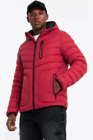 Ombre Clothing Sportovní červená prošívaná bunda V8 JALP-0179
