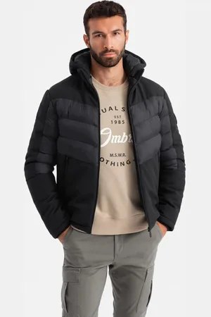 Ombre Clothing Nadčasová prošívaná černá pánská bunda V1 JALP-0172